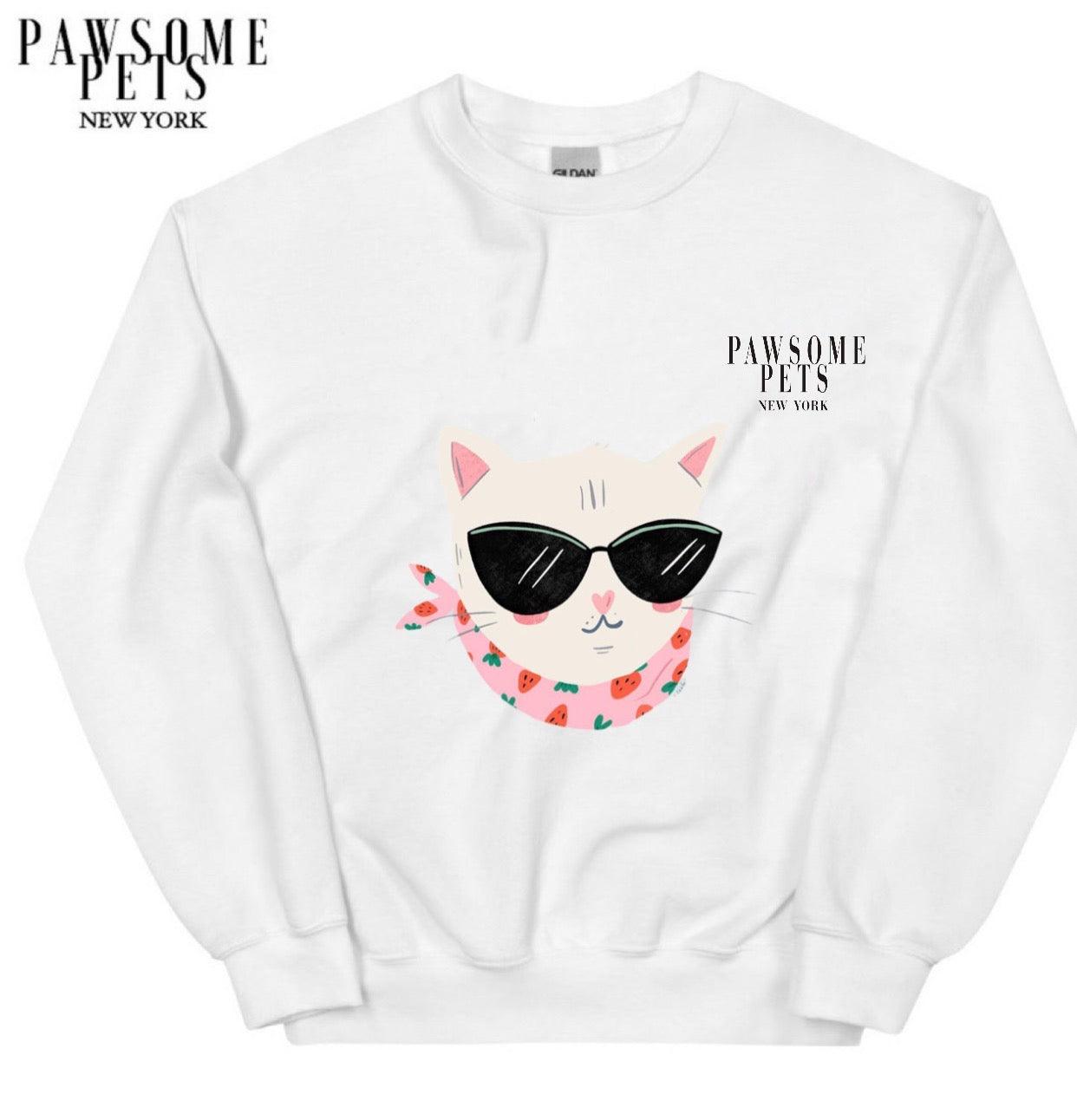 Sweatshirt - Cool Cats - Strawberries - 7 COLORS -