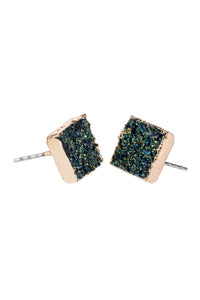 Thumbnail for Square Druzy Stone Stud Earrings - 12 COLORS -