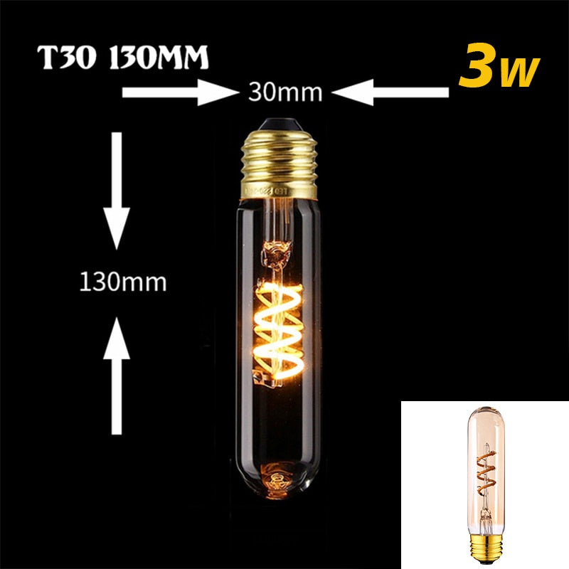 Retro Dimmable LED Edison Bulb E27 3W Gold Spiral Filament ST64 G125 Ampoule LED Lamp Incandescent Chandelier Decorative Lighting - [15 DAY DELIVERY] - 13 BULB TYPES - 2 WATTAGES -