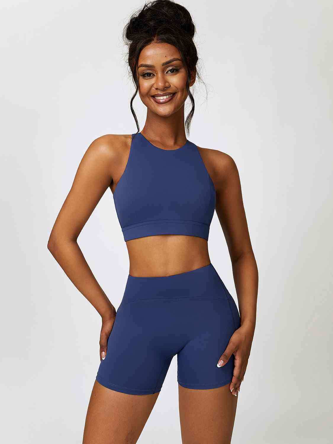 Cutout Cropped Sport Tank and Shorts Set - 2 PCS. - T - 5 COLORS -