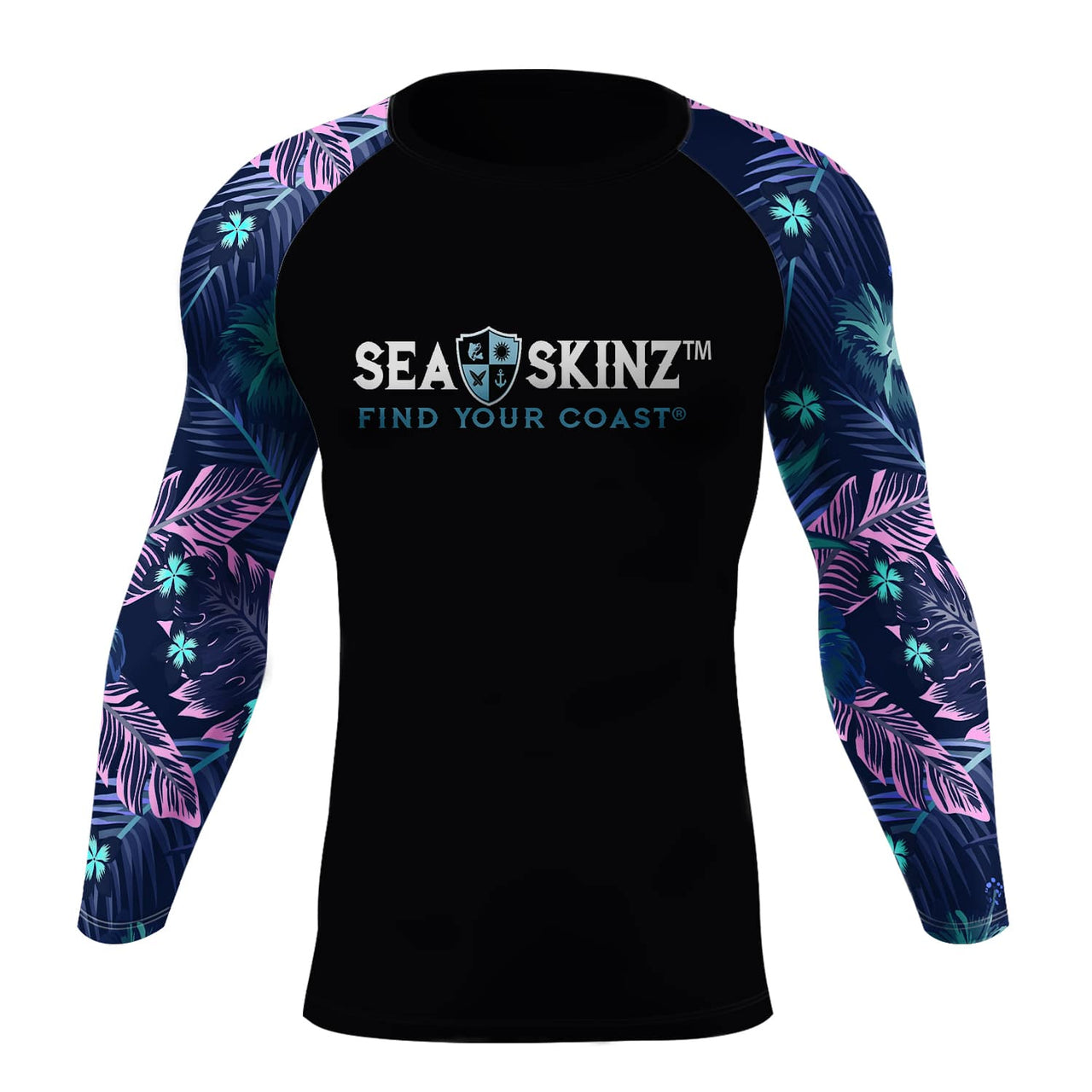 FYC - Men's Find Your Coast Floral Sleeve Sea Skinz Performance Rash Guard UPF 40+ - 1 COLOR -