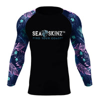 Thumbnail for FYC - Men's Find Your Coast Floral Sleeve Sea Skinz Performance Rash Guard UPF 40+ - 1 COLOR -