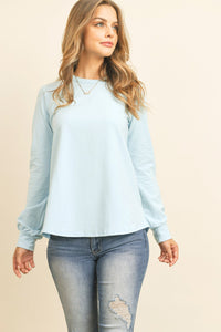 Thumbnail for Riah Fashion - Long Sleeve Round Neck Solid Top - 17 COLORS -