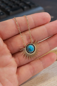 Thumbnail for Turquoise 14K Gold Plated Pendant Necklace - T -