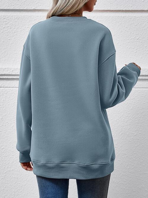 Graphic Round Neck Dropped Shoulder Sweatshirt - T - 9 COLORS -