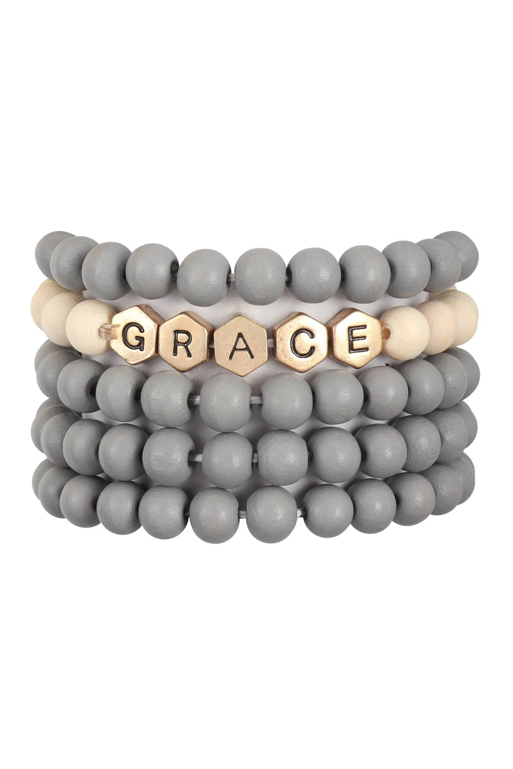 Riah Fashion - "Grace " Wood Beads Stackable Charm Bracelet - 5 COLORS -