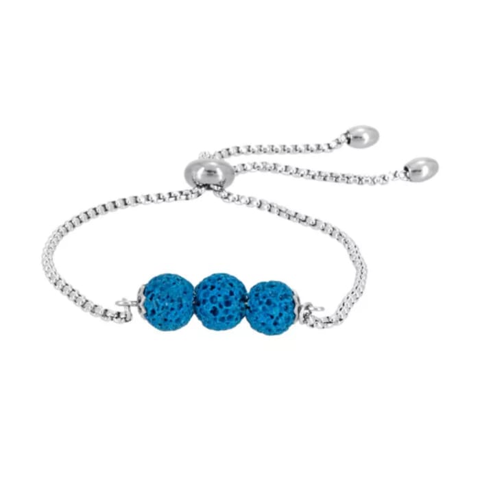 Light Blue Triple Lava Stone Charm Bracelet -