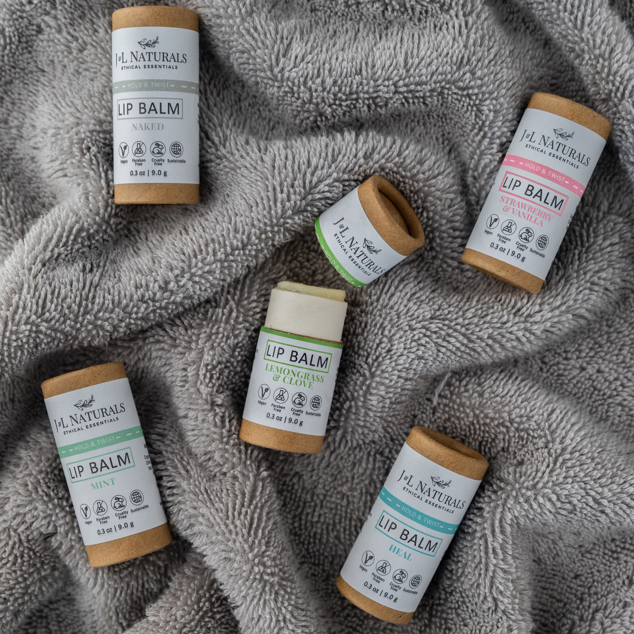 J & L Naturals - Lip Balm Bundle ($30 Value) - 5 PCS. - 7 SCENTS -