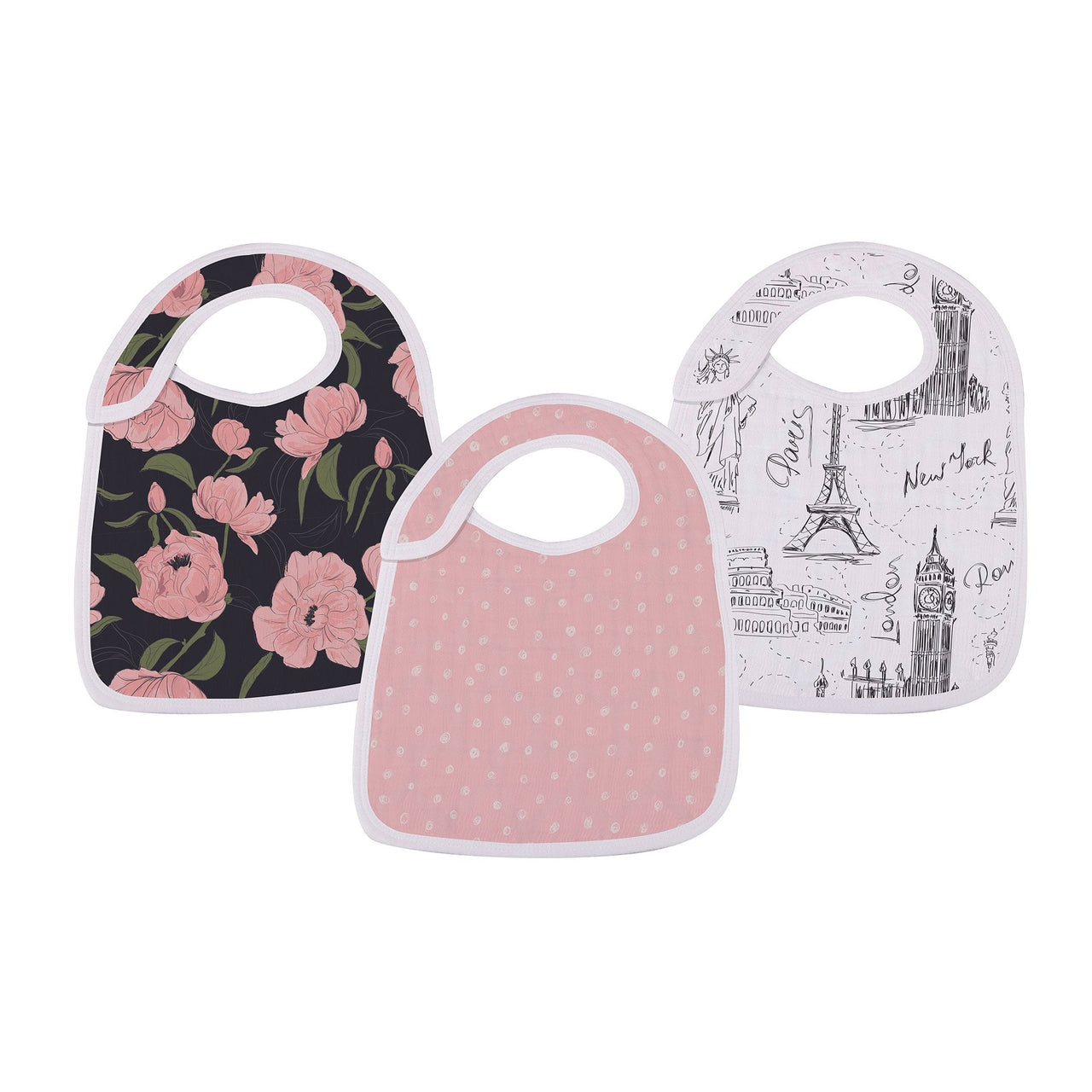 Newcastle - London, Paris, New York Snap Bibs 3pk -