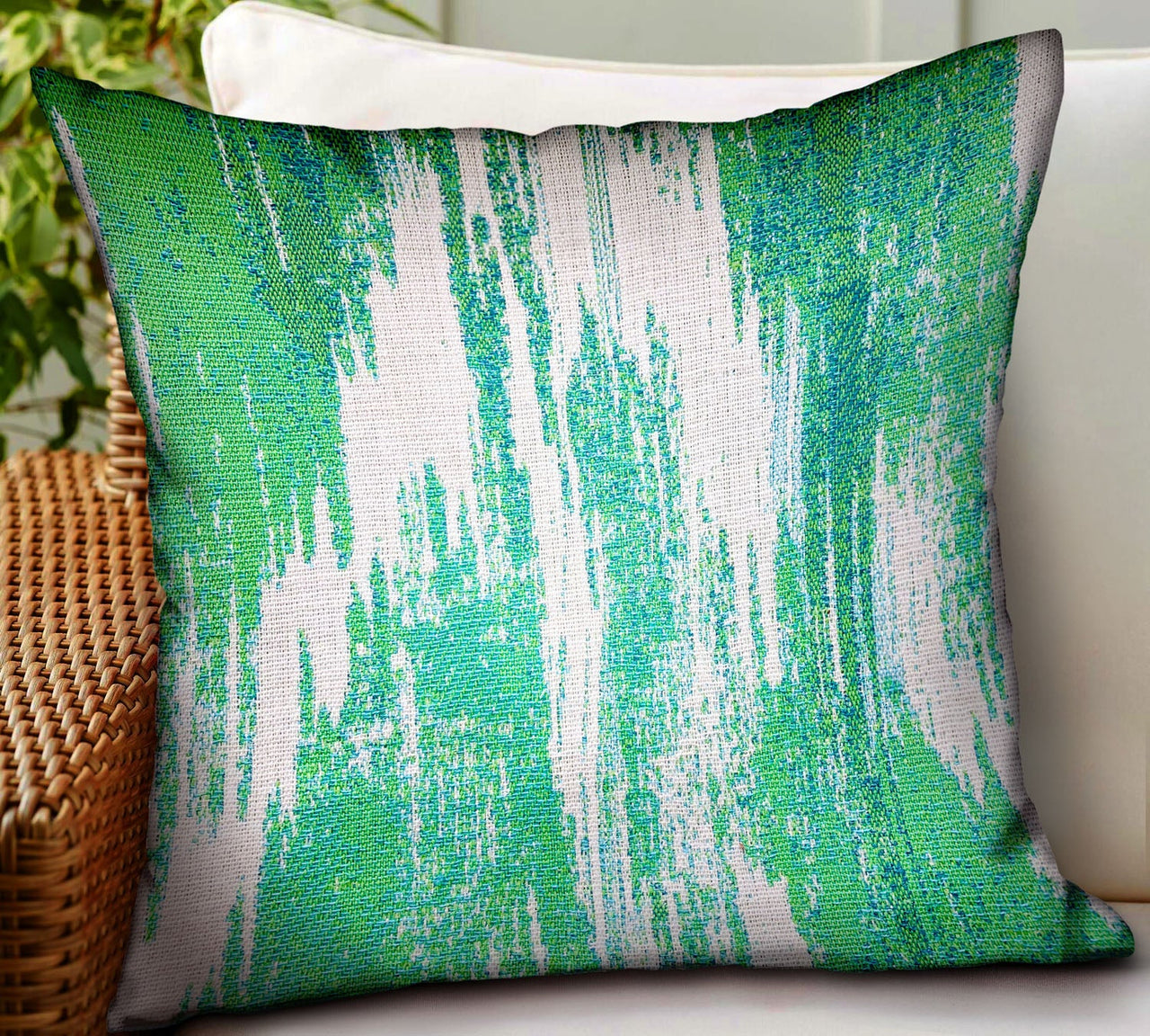 Green Avalanche Green Ikat Luxury Outdoor/Indoor Throw Pillow - 6 SIZES -