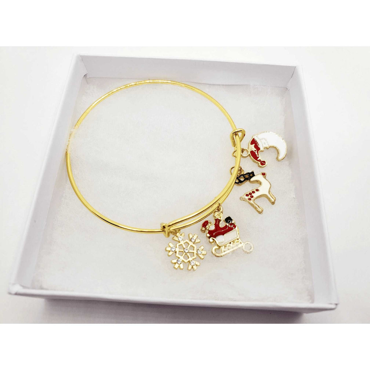 Fashion Hut - Christmas Snowflake Charm Bracelet - Gold -