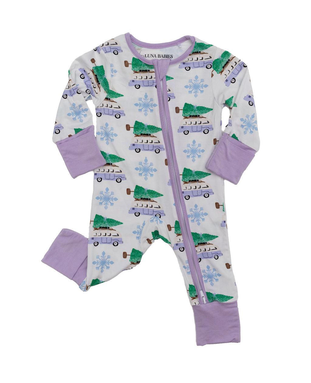 Eclipse Kids - Tree-Mendous Christmas - Purple - Long Sleeve Zipper Sleep Romper -