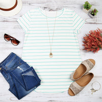 Thumbnail for Riah Fasion - Striped Short Sleeve Top - 3 COLORS -