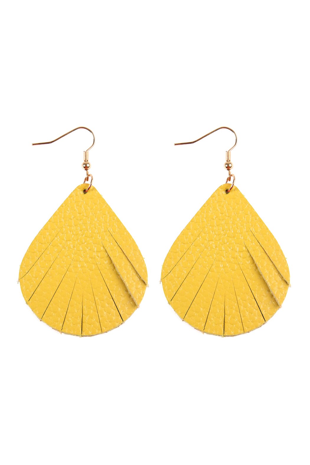 Fringed Pear Shaped Leather Earrings - 10 COLORS