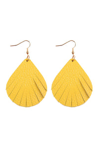 Thumbnail for Fringed Pear Shaped Leather Earrings - 10 COLORS