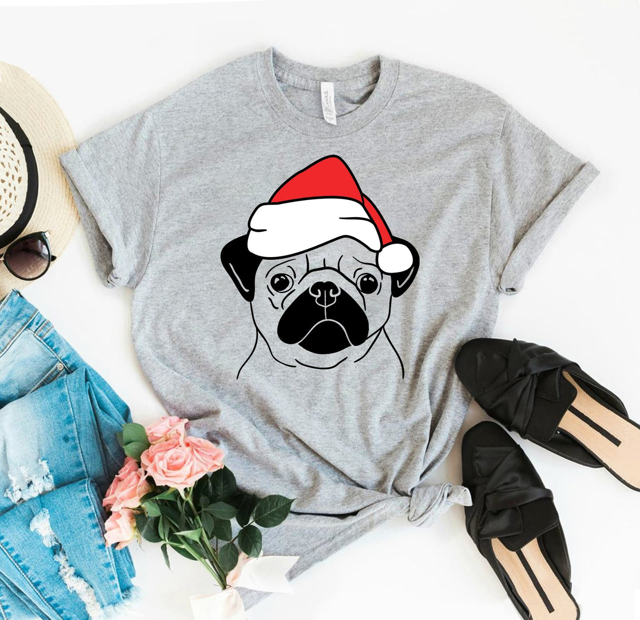 Pug Christmas T-Shirt - 9 COLORS -