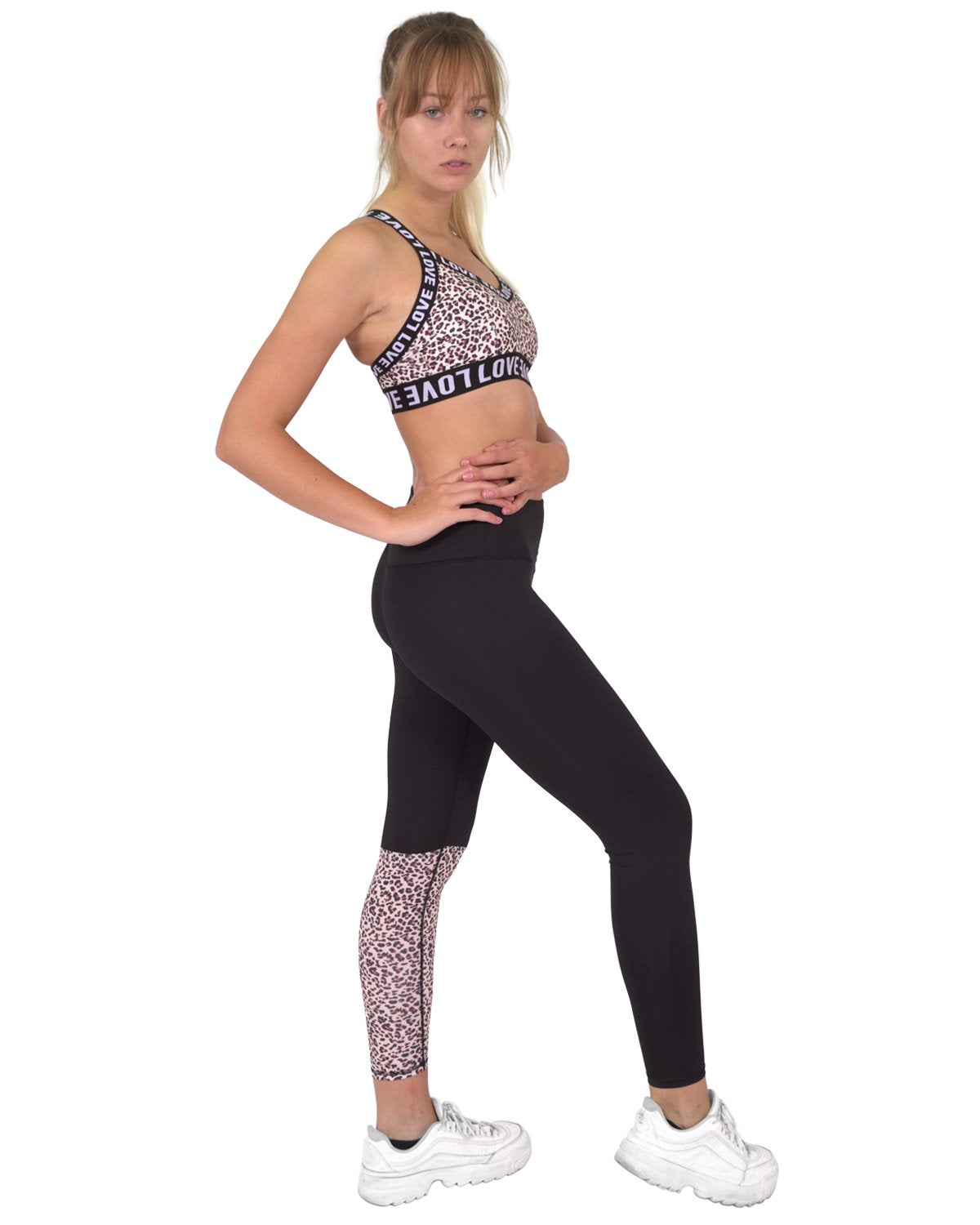 Savoy - Jordena Leggings & Sports Bra Set - Black & Leopard Print - 2 PCS. - S,M,L - 1 COLOR