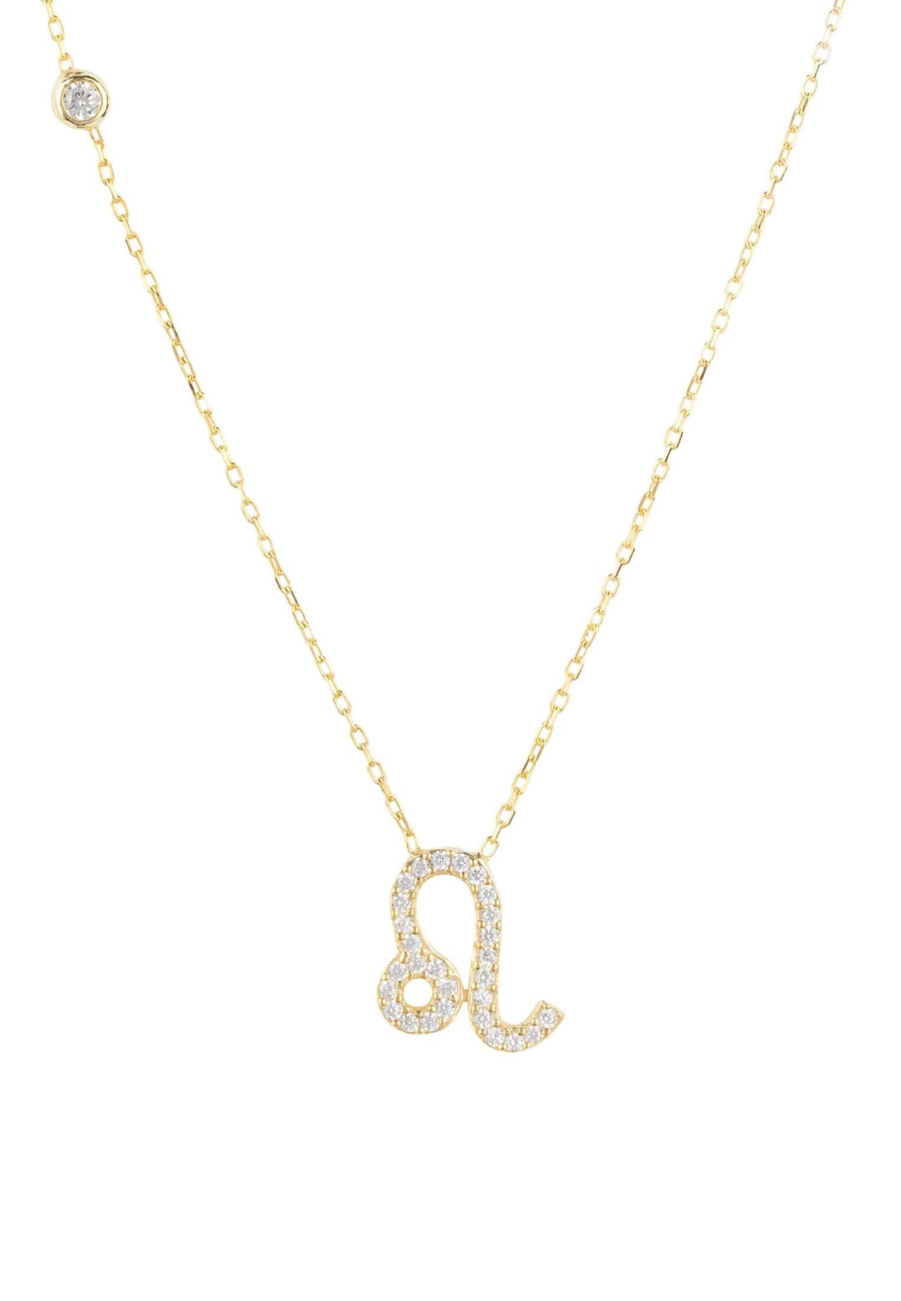 Zodiac Star Sign Pendant Necklace Gold Leo -