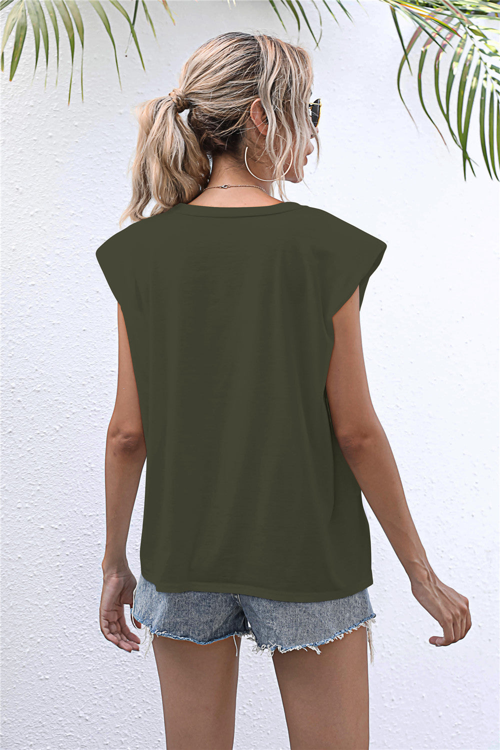 Round Neck Cap Sleeve Tee - T - 6 COLORS -