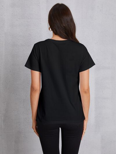 Graphic Round Neck Short Sleeve T-Shirt - T - 3 COLORS -