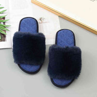 Thumbnail for Faux Fur Open Toe Slippers - T - 5 COLORS -