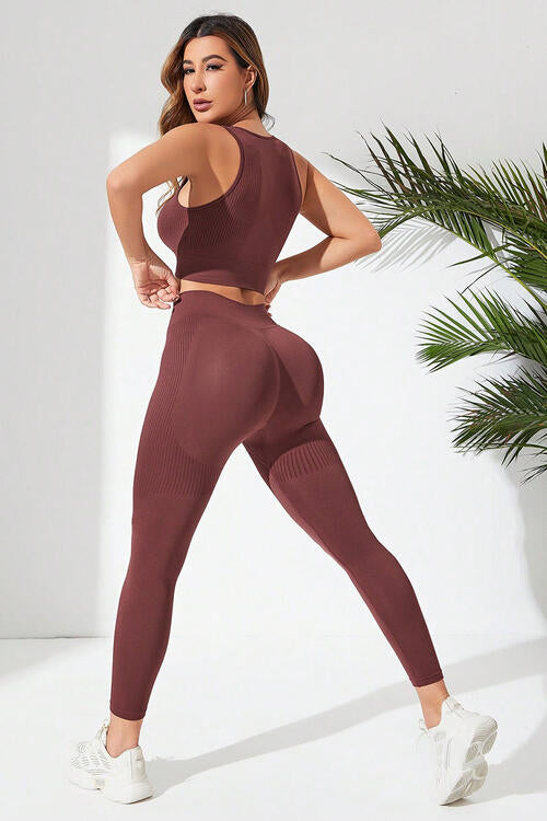 Ribbed Tank and Active Leggings Set - 2 PCS. - T - 1 COLOR -