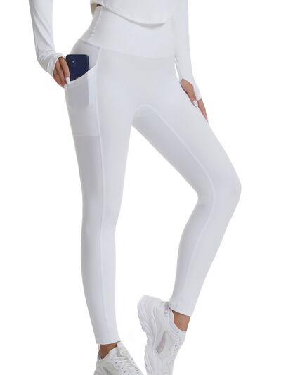 Pocketed High Waist Active Leggings - T - 4 COLORS -