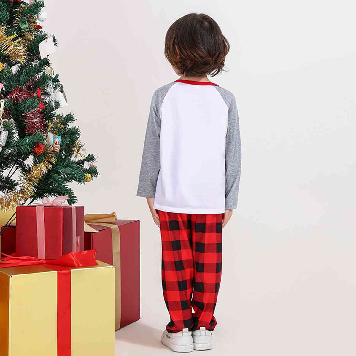 KIDS MERRY CHRISTMAS Graphic Top and Plaid Pants Set - T -