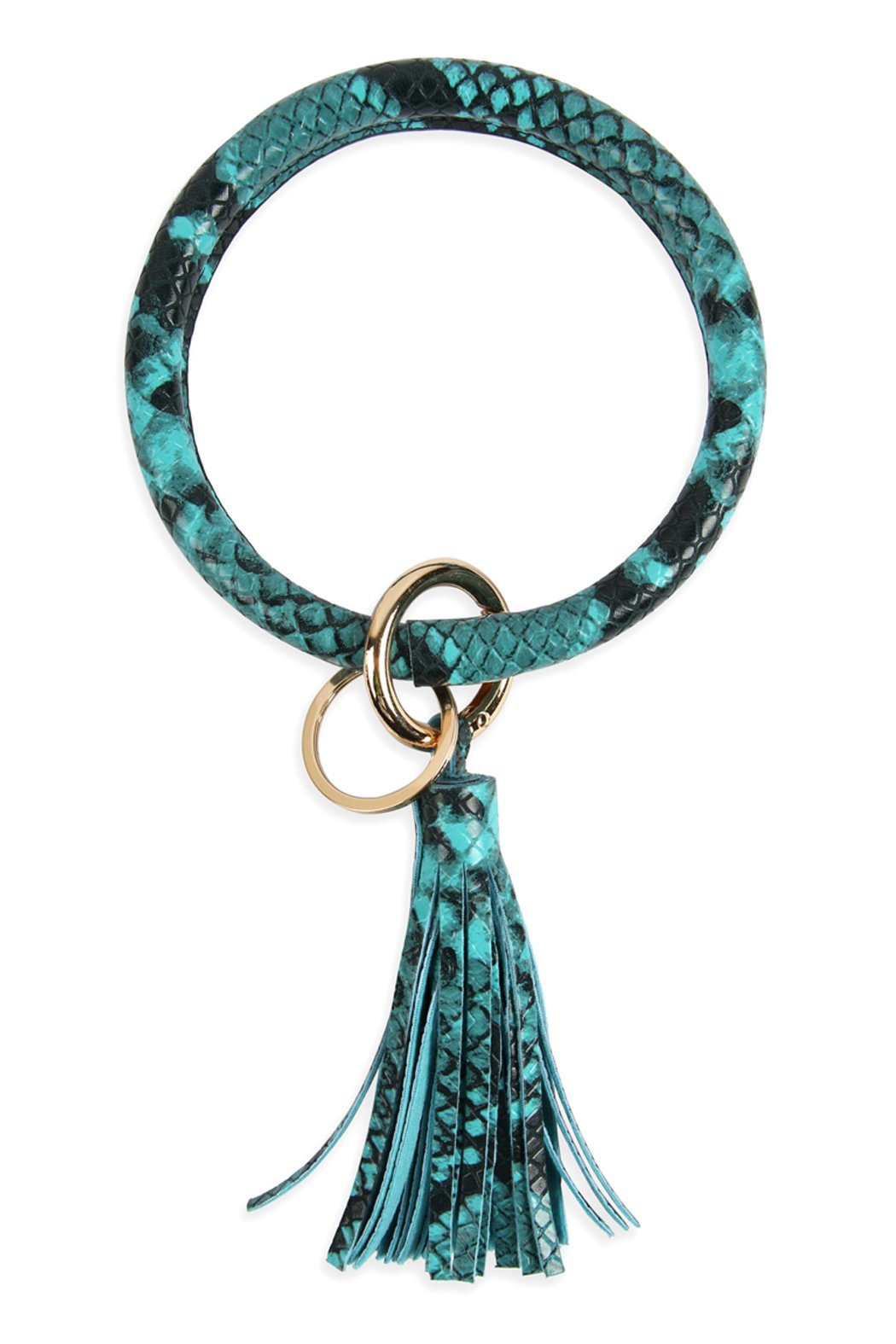 Snake Skin Printed Tassel Key Ring Bracelet - 7 COLORS -