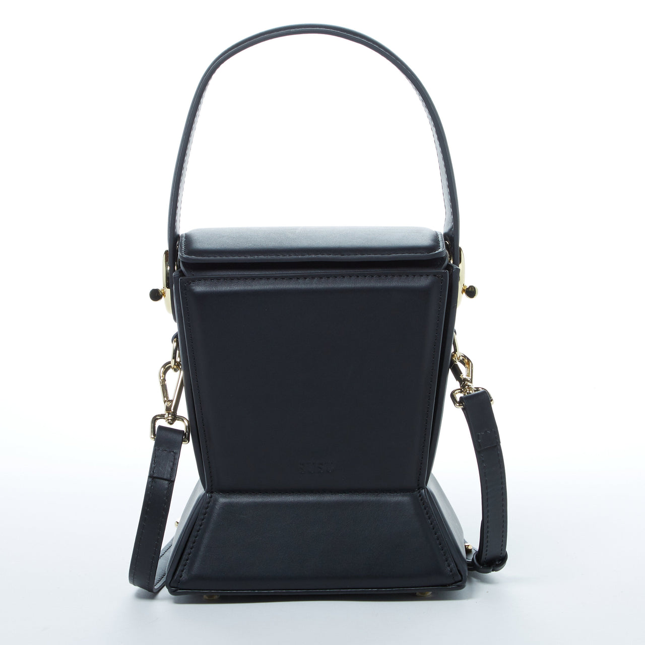 Amber Leather Bucket Purse Black -