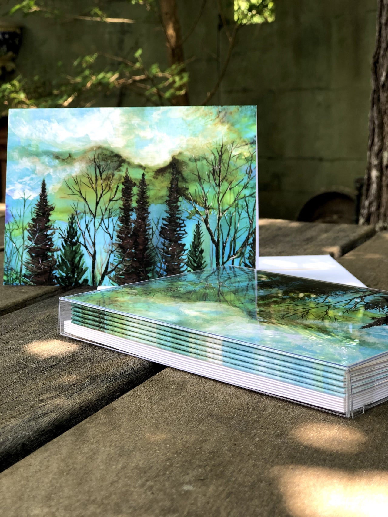 Green Sky Landscape : Greeting Card - 5"X7" - 1 OR SET(6) -