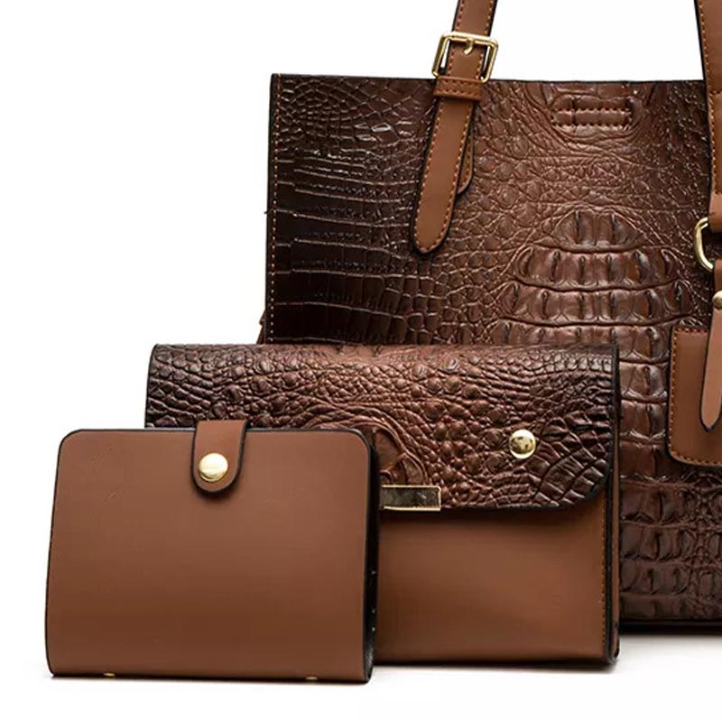 Savoy Active - Lena Womens Handle Bag (3 Piece Set) - Brown - 1 COLOR -