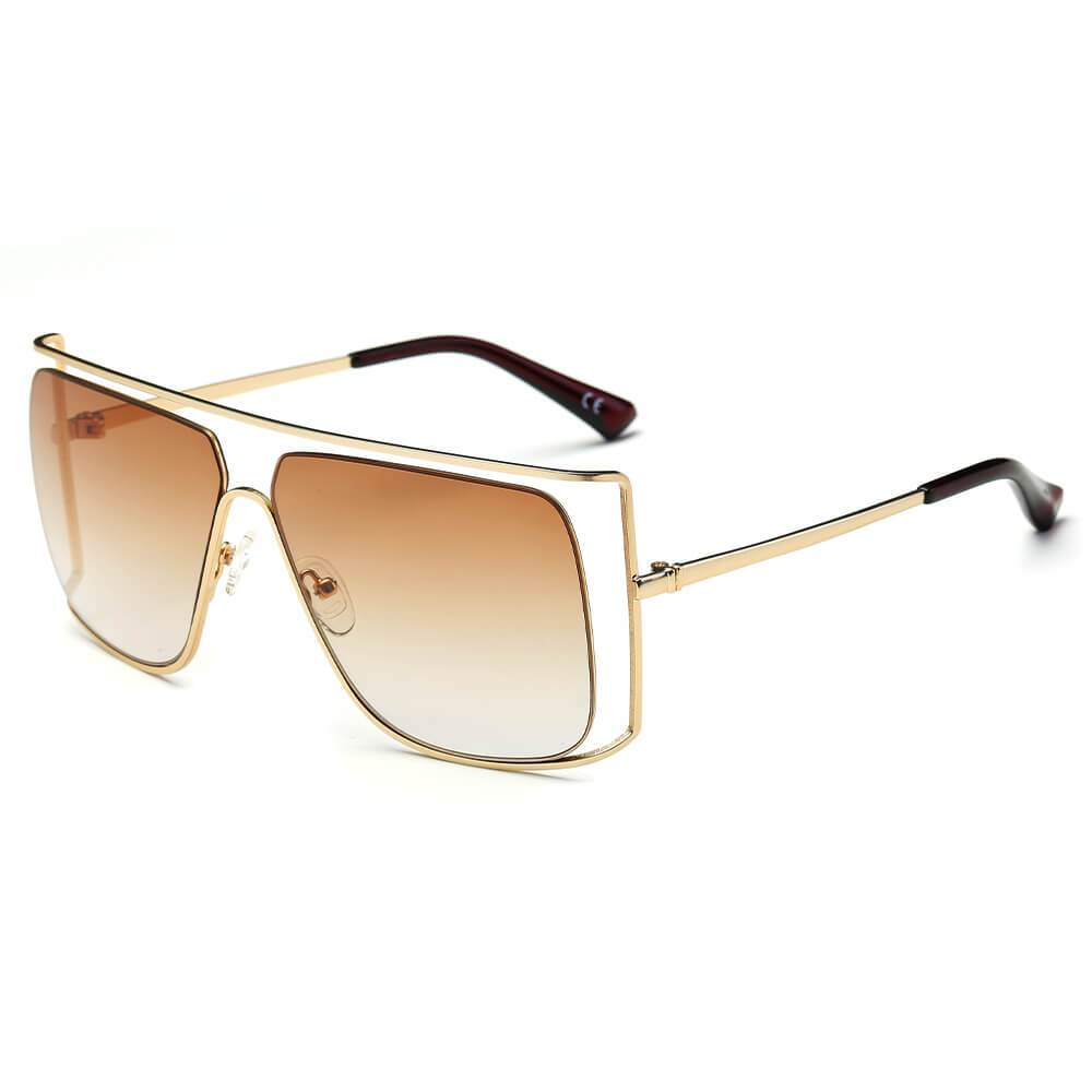 Hamel | CA01 - Women's Trendy Oversize Flat Top Metal Frame Sunglasses - 5 COLORS -