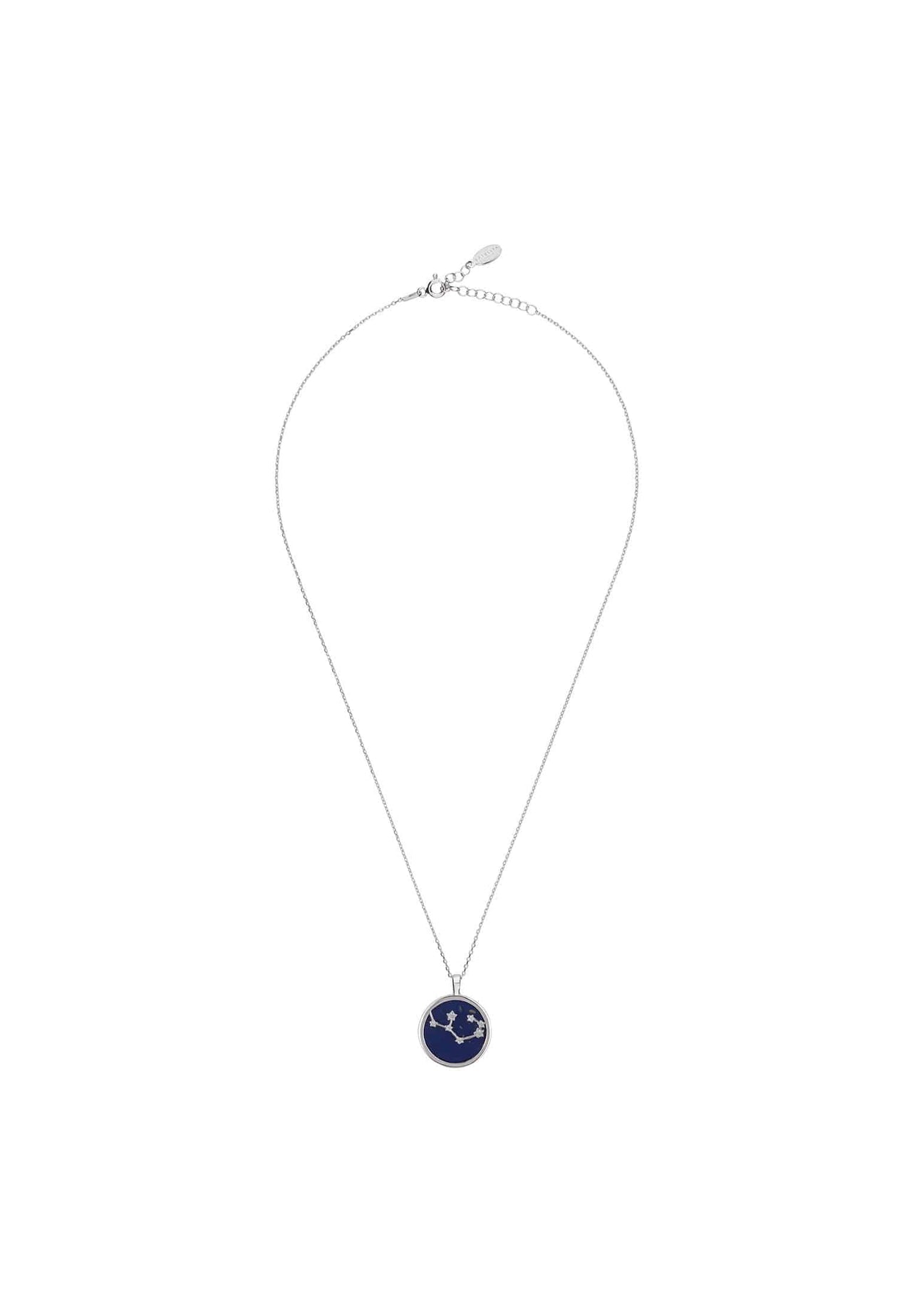 Zodiac Lapis Lazuli Gemstone Star Constellation Pendant Necklace Silver Sagittarius -