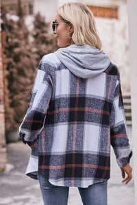 Thumbnail for Plaid Dropped Shoulder Hooded Jacket - T - 5 COLORS -