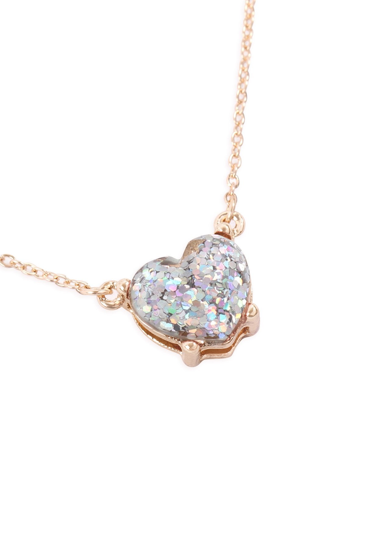 Heart Glitter Epoxy Necklace - 9 COLORS -