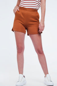 Thumbnail for Q2 - Embellished High Waist Short in Orange and Gold - 1 COLOR