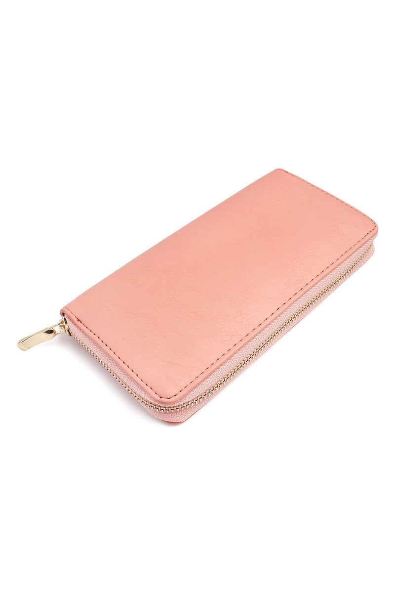 Riah Fashion - Classic Single Zipper Wallet - 13 COLORS -