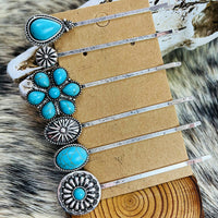 Thumbnail for Turquoise Alloy Hairpin - T - 6 STYLES -