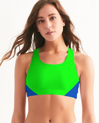 Thumbnail for Chaluisant - Neon Green with vibrant Blue - Women's Seamless Sports Bra -