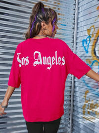 Thumbnail for LOS ANGELES Round Neck Dropped Shoulder T-Shirt - T - 2 COLORS -