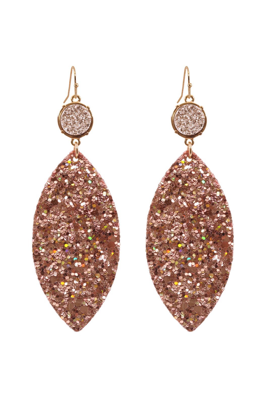 Riah Fashion - Fabric Sequin Druzy Fish Hook Marquise Earrings - 3 COLORS -