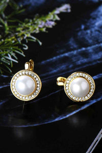 Thumbnail for Moissanite Pearl 925 Sterling Silver Earrings