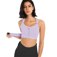 Thumbnail for Women Sports Bra - Tight Crop Top Yoga Vest - Front Zipper - Plus Sizes Available - Adjustable Strap Shockproof Gym Fitness Athletic Brassiere - [14 DAY DELIVERY] 6 COLORS -