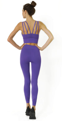 Thumbnail for Savoy - Mesh Seamless Legging With Ribbing Detail - Purple - 1 COLOR -