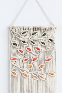 Thumbnail for Contrast Leaf Fringe Macrame Wall Hanging - 31.5