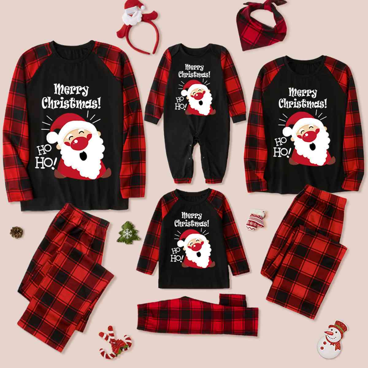 MERRY CHRISTMAS Graphic Top and Plaid Pants Set - T - SOLD BY SIZE / 2 PCS. - 4 SIZES -