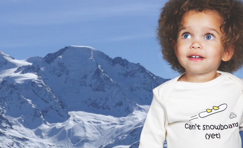 Lazy Baby Gift for Boy Snowboarders - Can't Snowboard Yet Blue T Shirt -