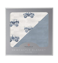 Thumbnail for Newcastle - Indigo Monster Trucks and Blue Fog Cotton Newcastle Blanket -