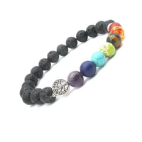 Thumbnail for Seven Chakras Tree of Life Charms Lava Stone Bracelet -